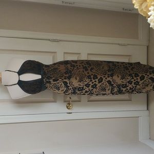 Sky Leather Trim & Animal Print Maxi Dress